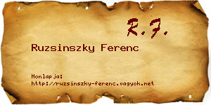 Ruzsinszky Ferenc névjegykártya