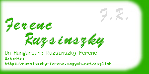 ferenc ruzsinszky business card